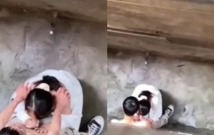 Quay lén nữ học sinh bú chim bạn trai ở khe nhà